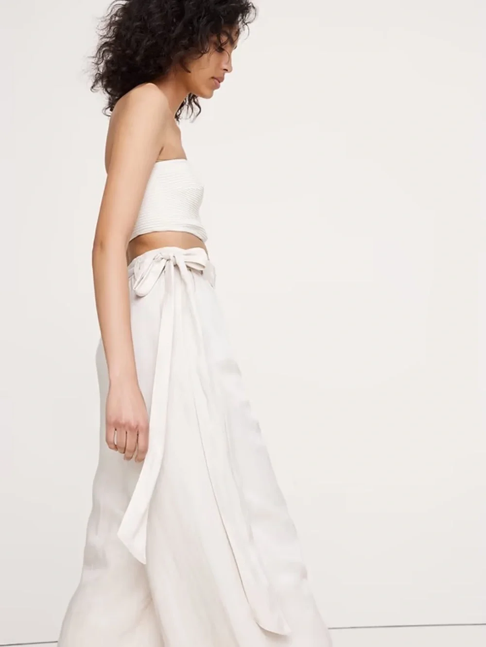 NEW! BANANA REPUBLIC CREAM WHITE VISCOSE-LINEN PALAZZO PANT - 875189 🧵